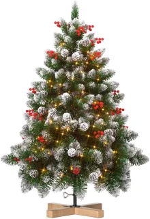 Kunstkerstboom 150 cm – witte punten & dennenappels