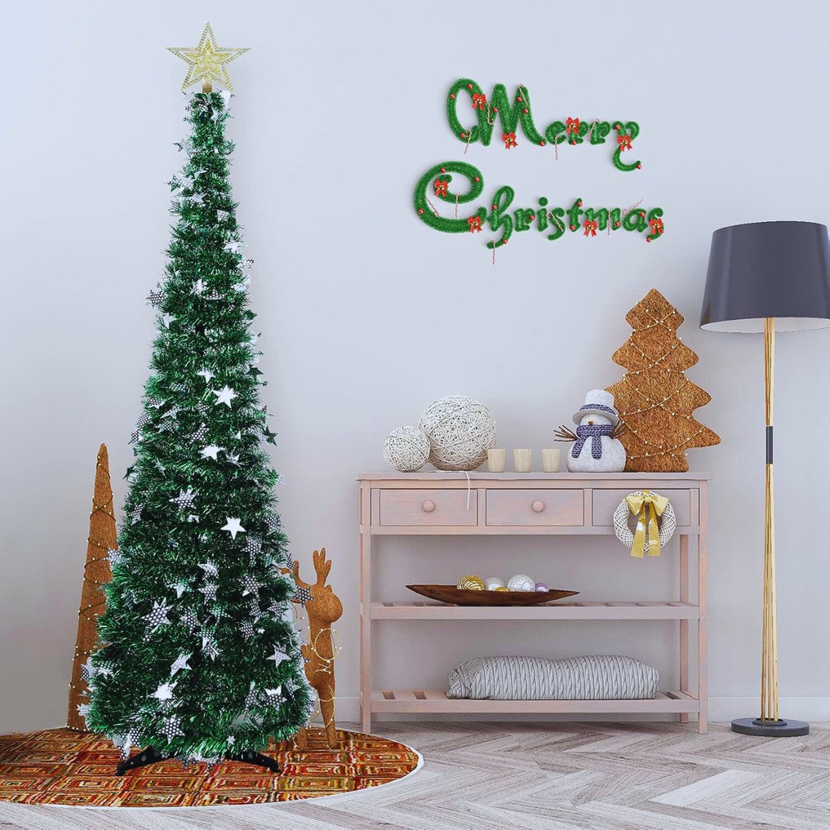 Kunstkerstboom 1.5m Opvouwbaar Met Stervormige Tip En Standaard