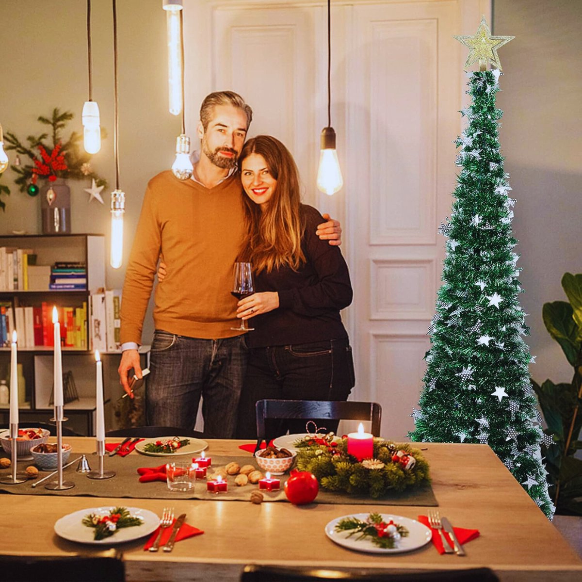 Kunstkerstboom 1.5m Opvouwbaar Met Stervormige Tip En Standaard