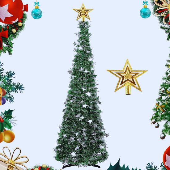 Kunstkerstboom 1.5m Opvouwbaar Met Stervormige Tip En Standaard