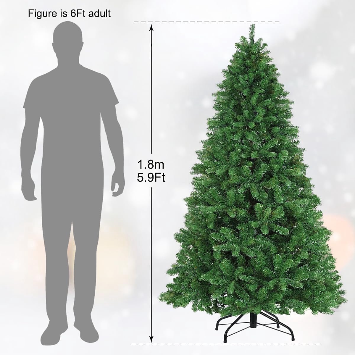 Kunstkerstboom 1.8 m Groen PVC Metalen Standaard