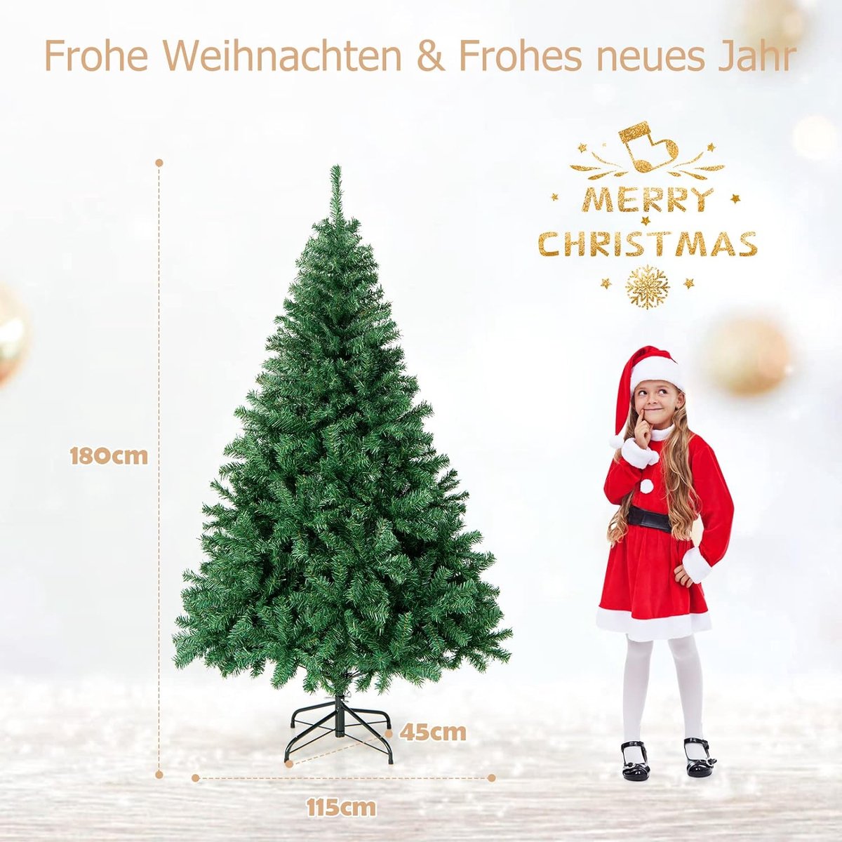 Kunstkerstboom 180 cm 1000 takken met metalen standaard groen