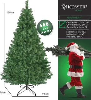 Kunstkerstboom 180 cm, 588 takpunten