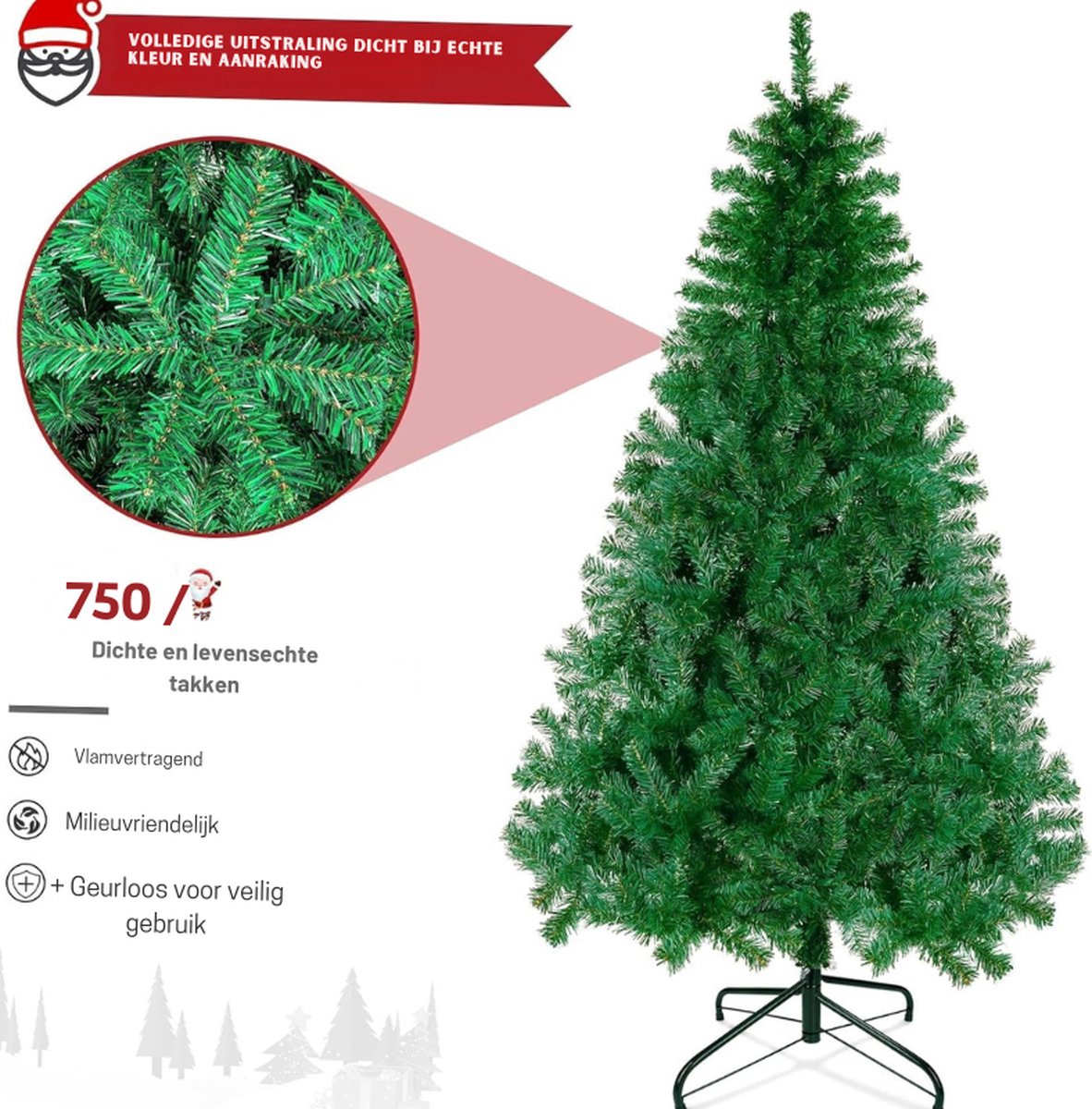 Kunstkerstboom 180 cm 750 Takken Parasol met Standaard