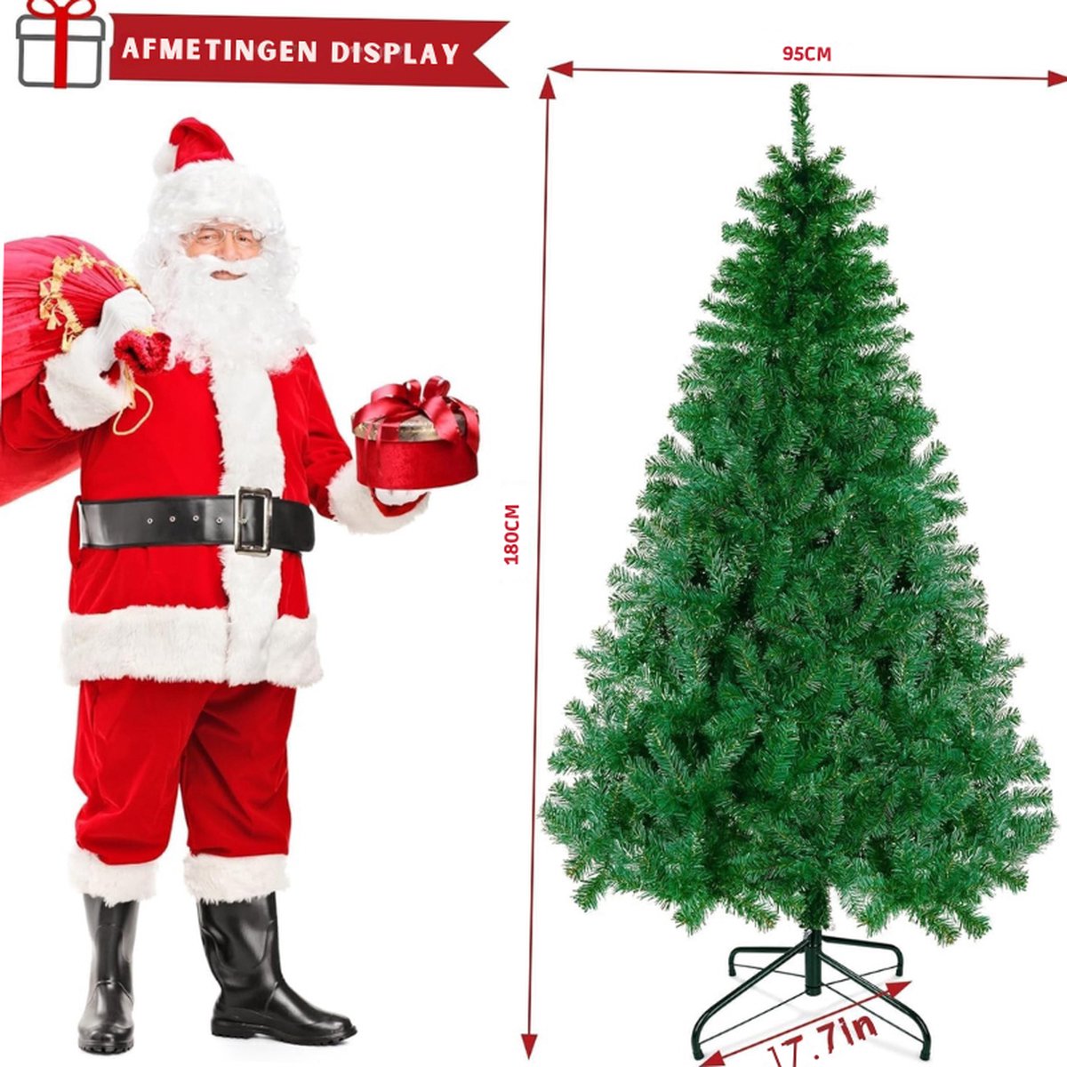 Kunstkerstboom 180 cm 750 Takken Parasol met Standaard