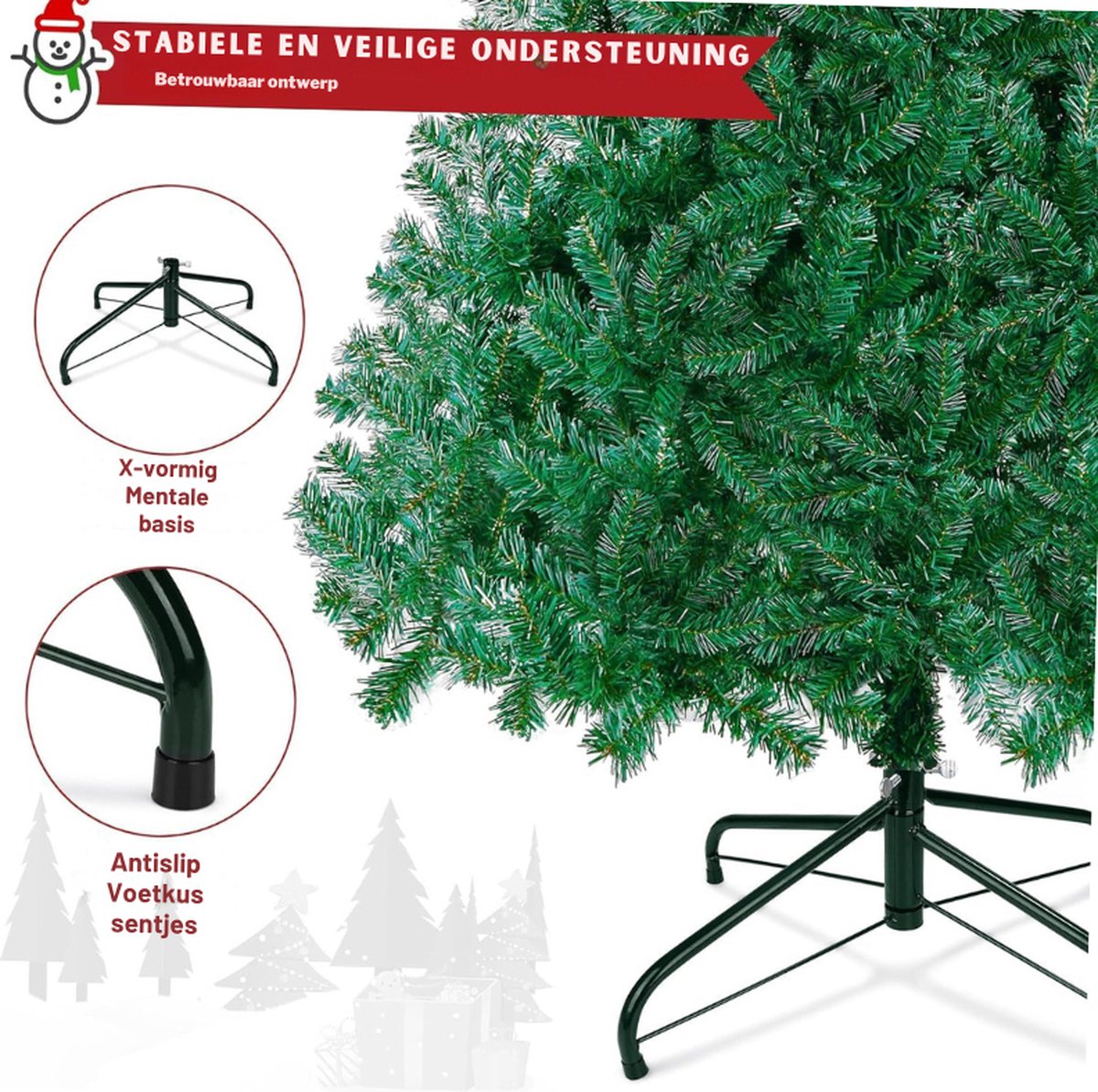 Kunstkerstboom 180 cm 750 Takken Parasol met Standaard