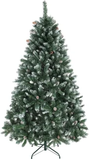 Kunstkerstboom 180 cm besneeuwde look met dennenappels