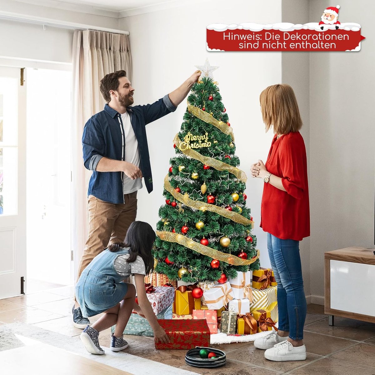 kunstkerstboom 180 cm dennenboom glasvezel met verlichting