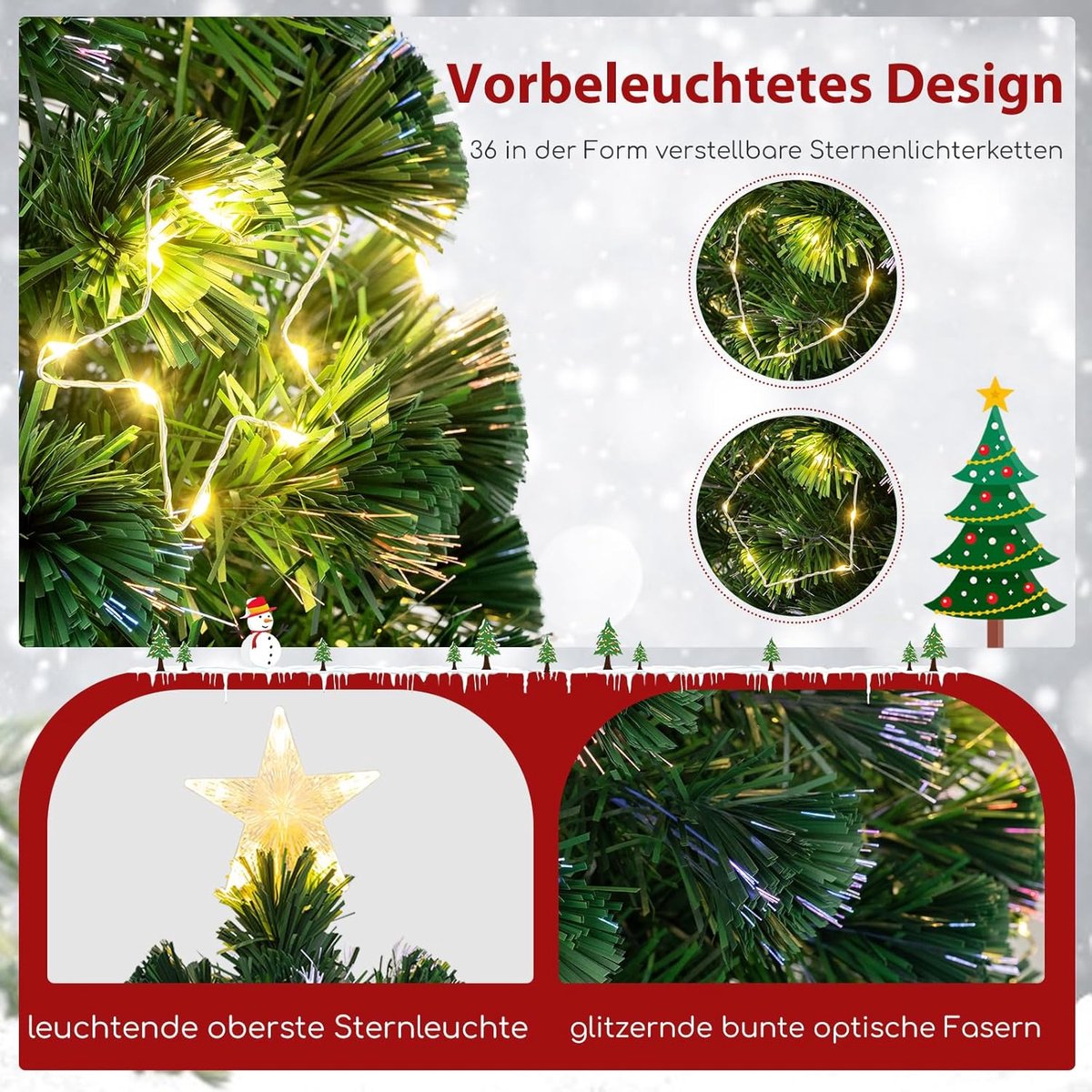 kunstkerstboom 180 cm dennenboom glasvezel met verlichting
