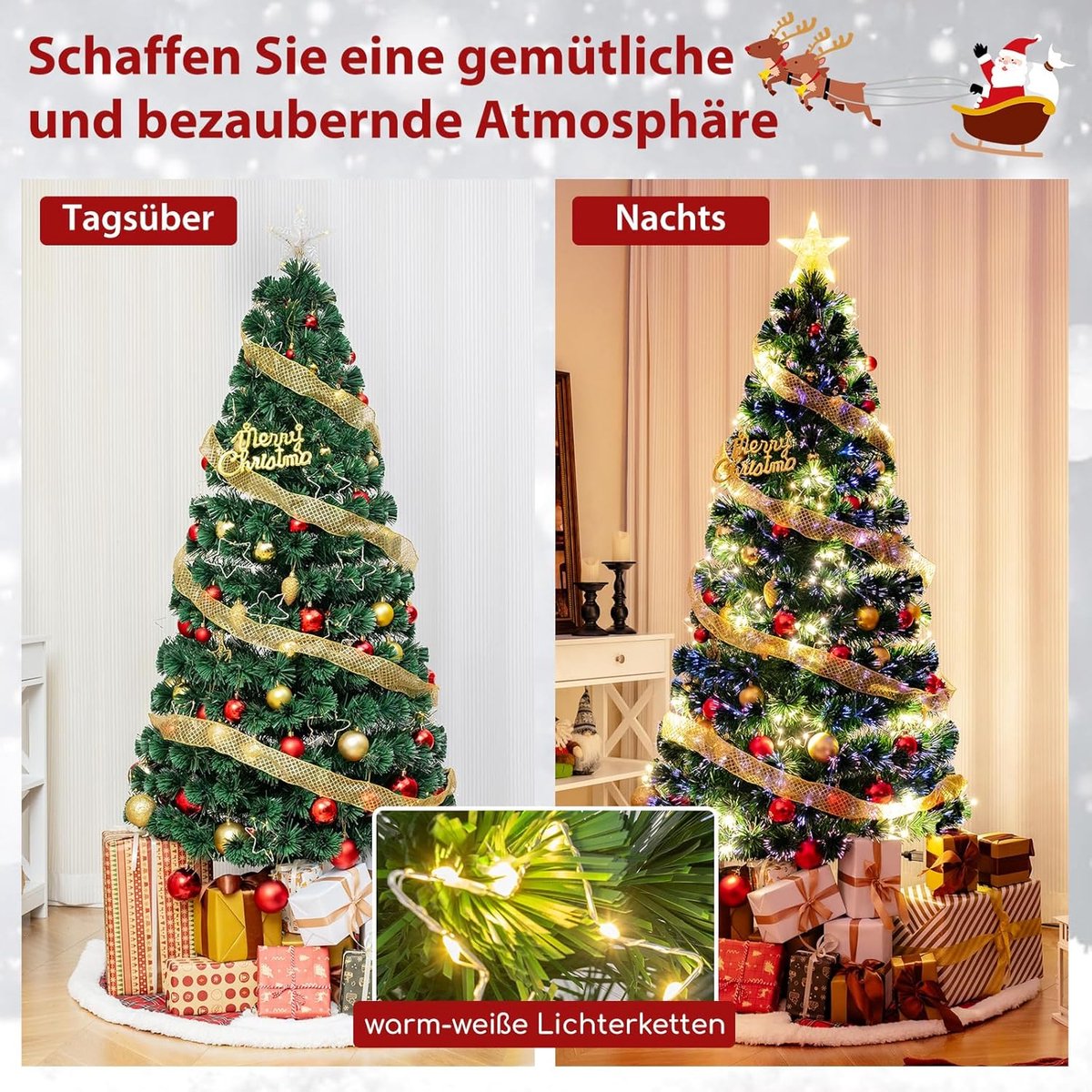 kunstkerstboom 180 cm dennenboom glasvezel met verlichting