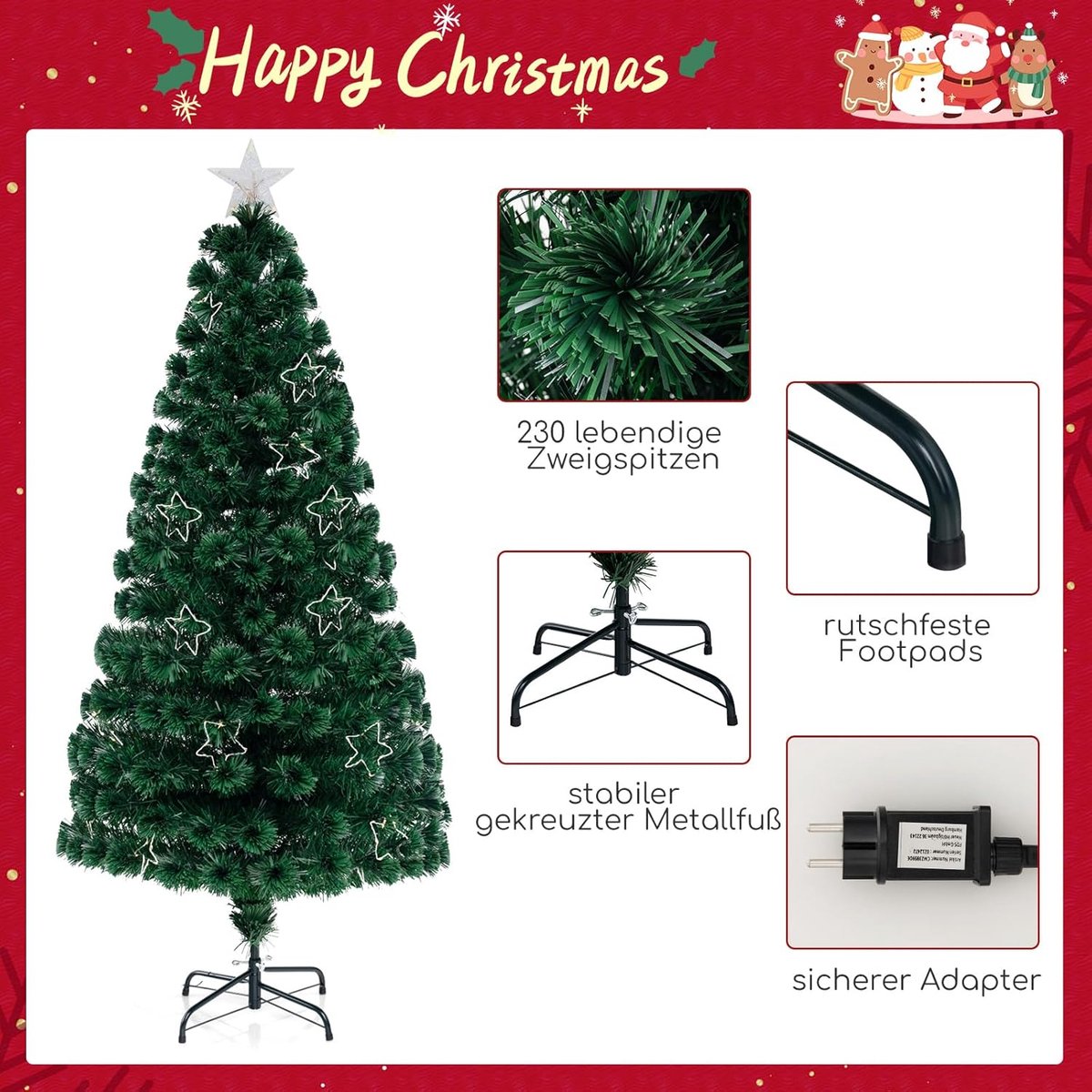 kunstkerstboom 180 cm dennenboom glasvezel met verlichting