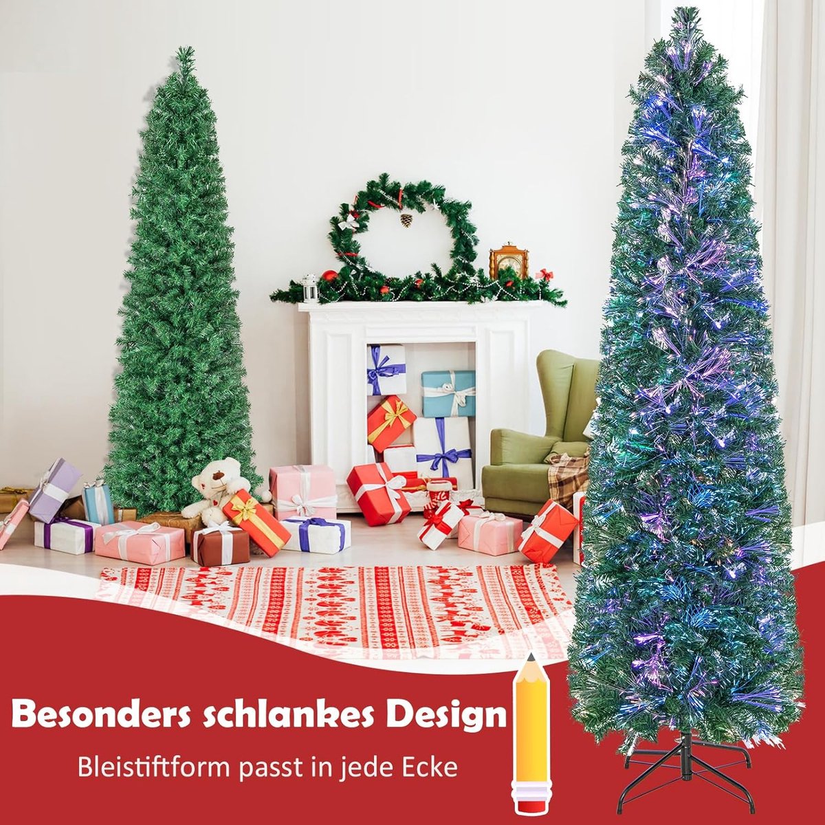 Kunstkerstboom 180 cm dennenboom met verlichting en metalen standaard