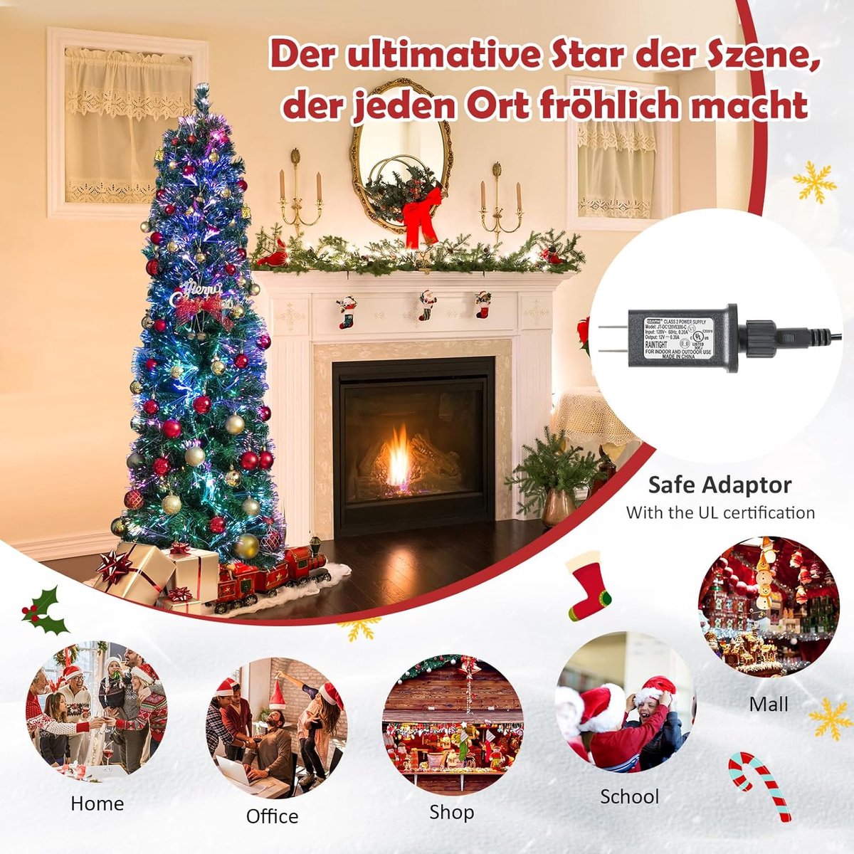 Kunstkerstboom 180 cm dennenboom met verlichting en metalen standaard