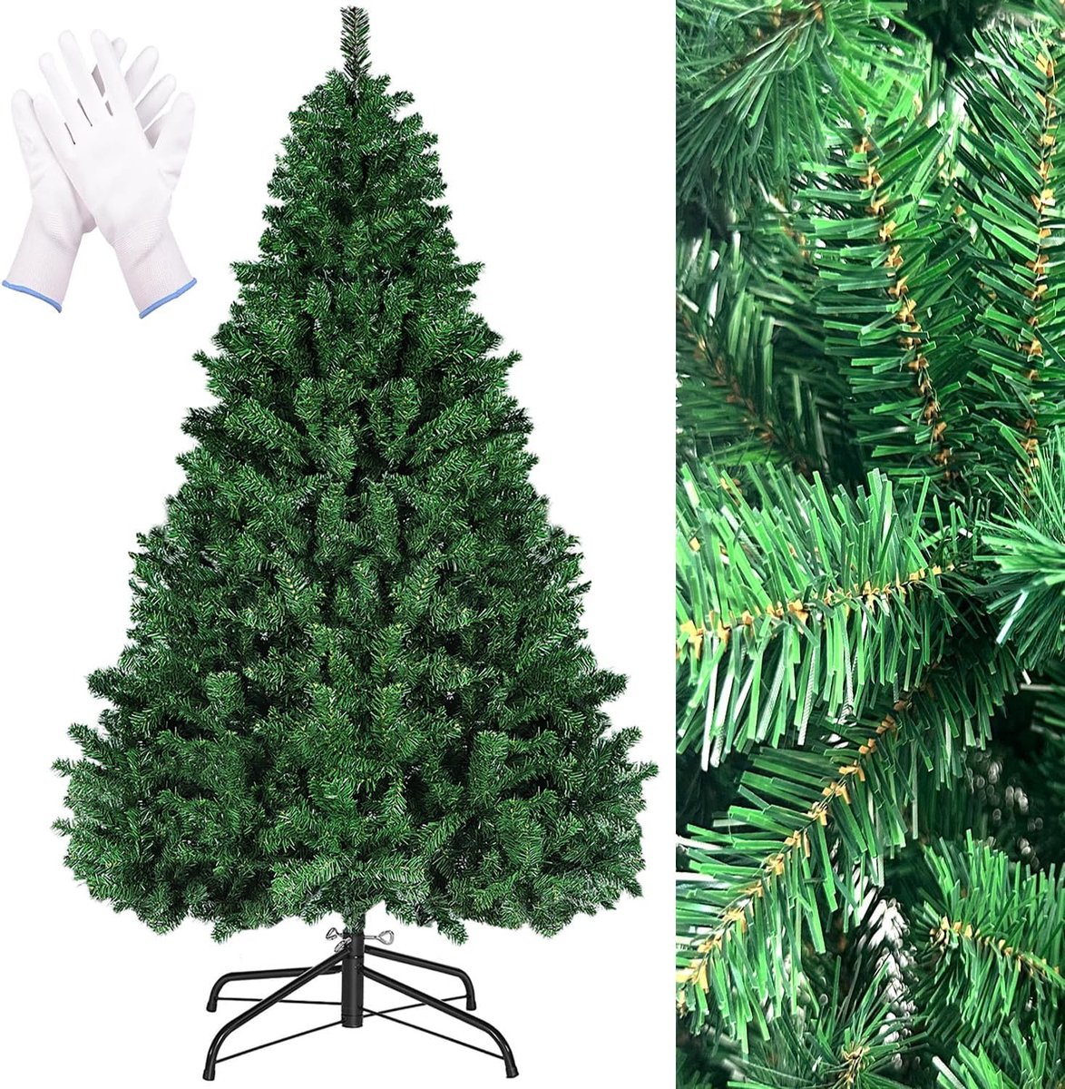 Kunstkerstboom 180 cm groen inklapbaar met metalen standaard