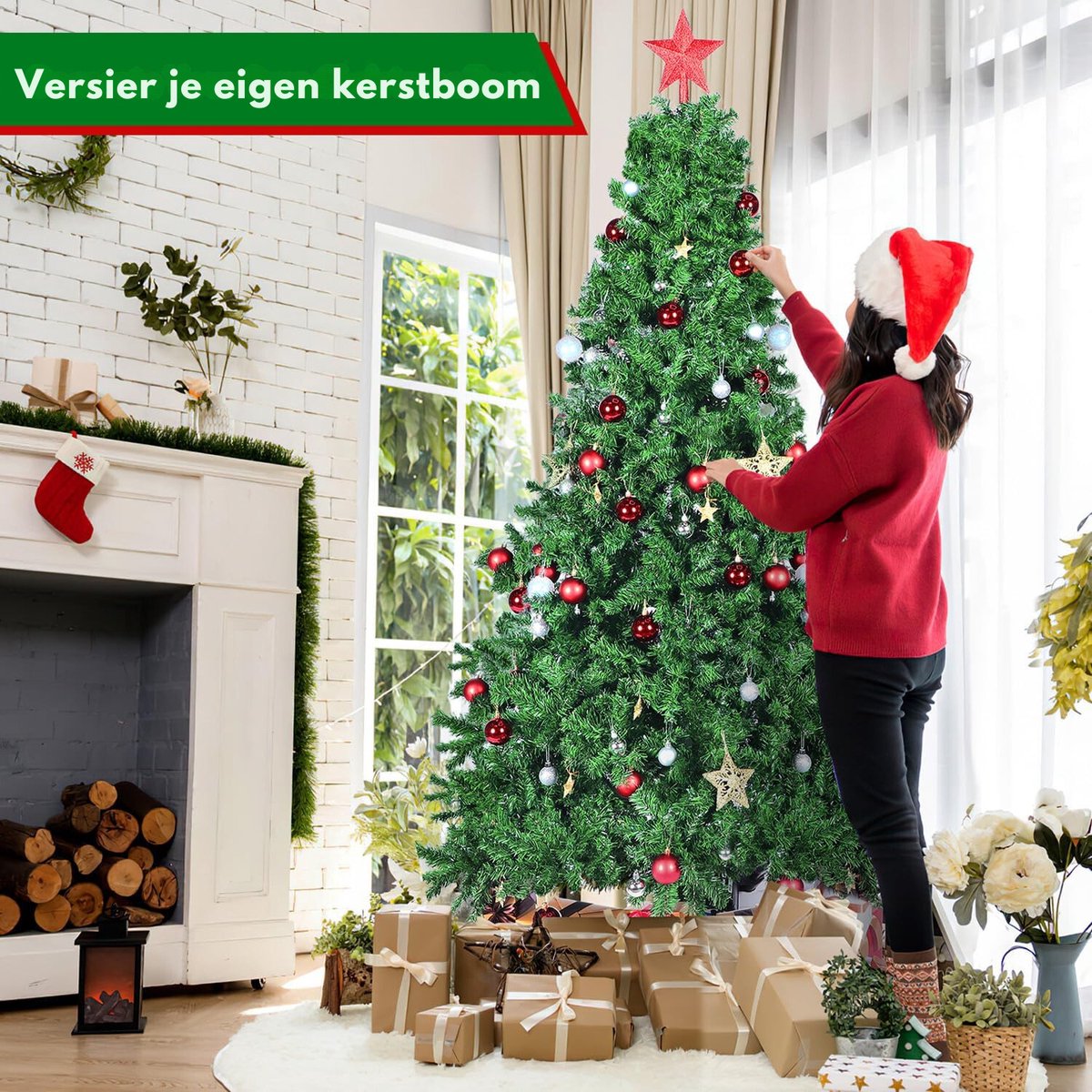 Kunstkerstboom 180 cm groen inklapbaar met metalen standaard