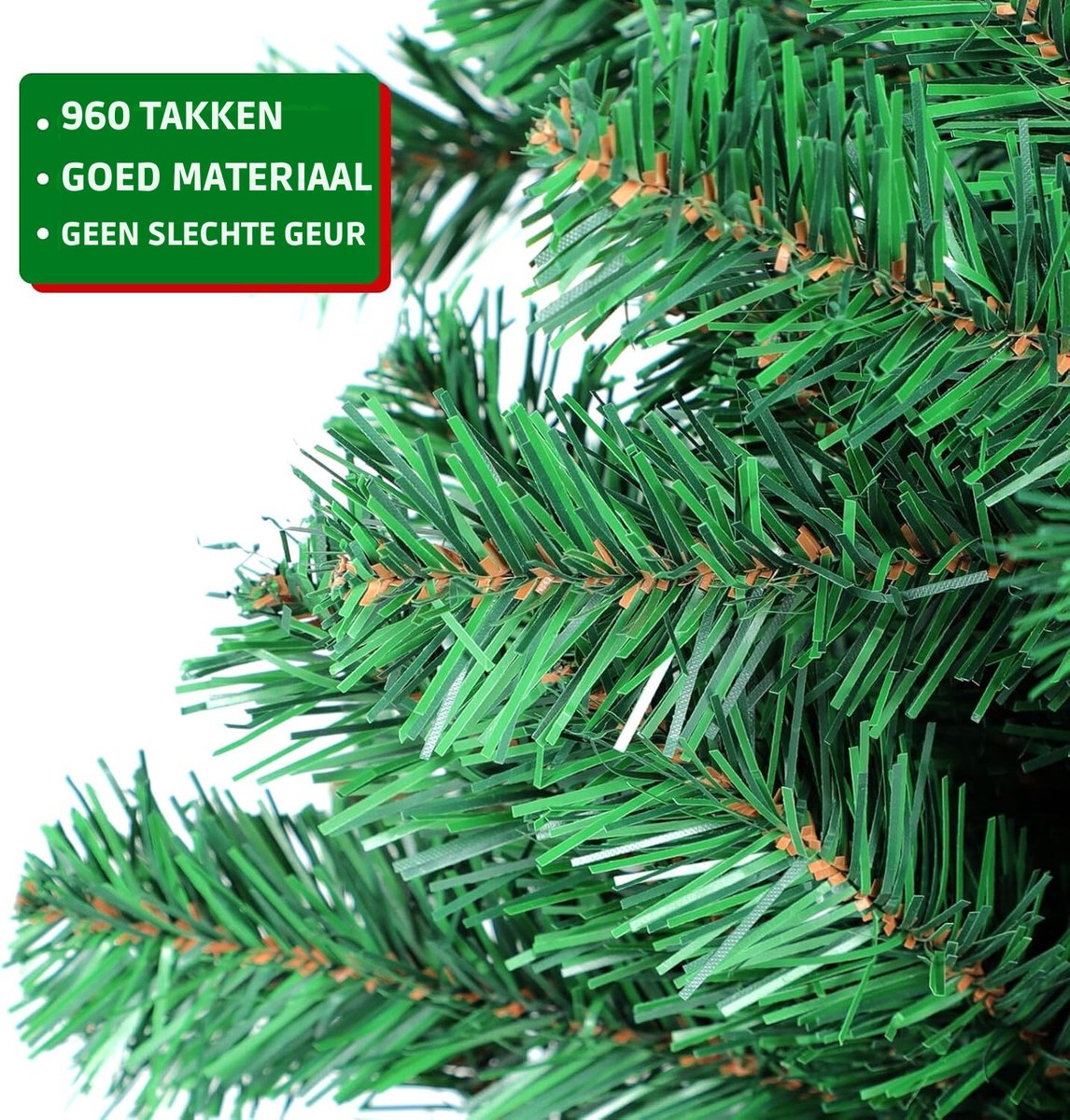 Kunstkerstboom 180 cm groen inklapbaar met metalen standaard