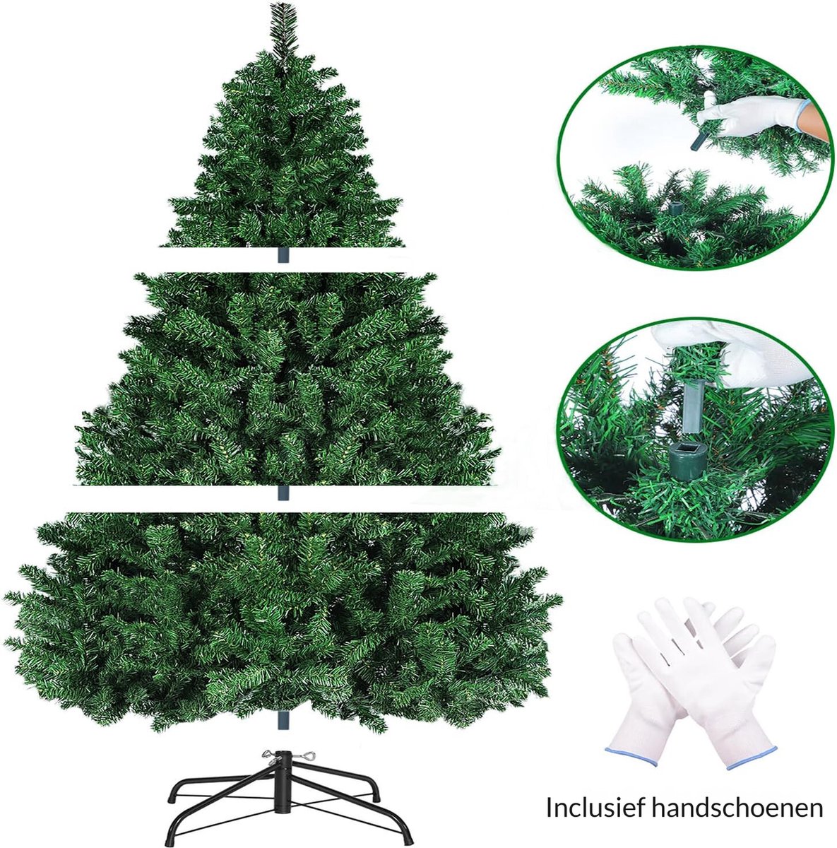 Kunstkerstboom 180 cm groen inklapbaar met metalen standaard