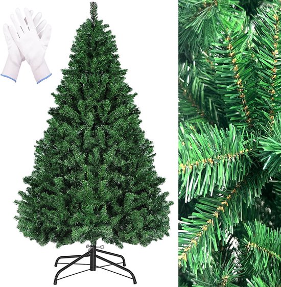 Kunstkerstboom 180 cm groen inklapbaar met metalen standaard