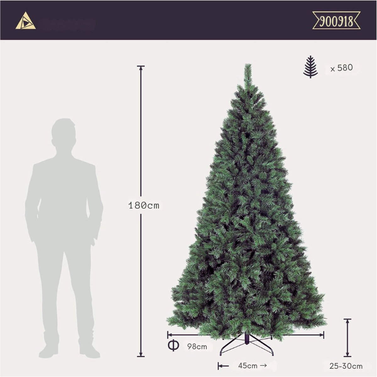 Kunstkerstboom 180 cm Groen Met Standaard Paraplusysteem