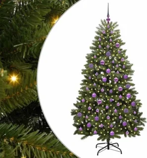 Kunstkerstboom 180 cm groen met warmwitte ledverlichting en ballen