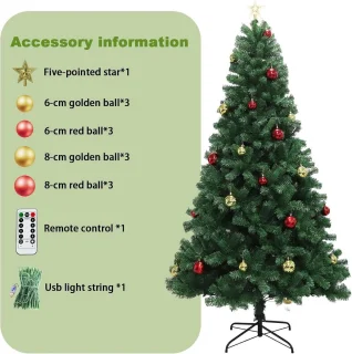 Kunstkerstboom 180 cm - Groen - Metalen standaard