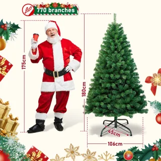 Kunstkerstboom 180 cm - Groen - Metalen standaard