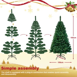 Kunstkerstboom 180 cm - Groen - Metalen standaard