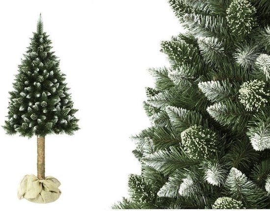 Kunstkerstboom 180 cm Groen Wit Kristallen 3-delig