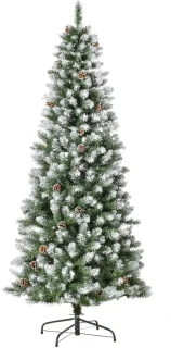 Kunstkerstboom 180 cm groen/wit met dennenappels