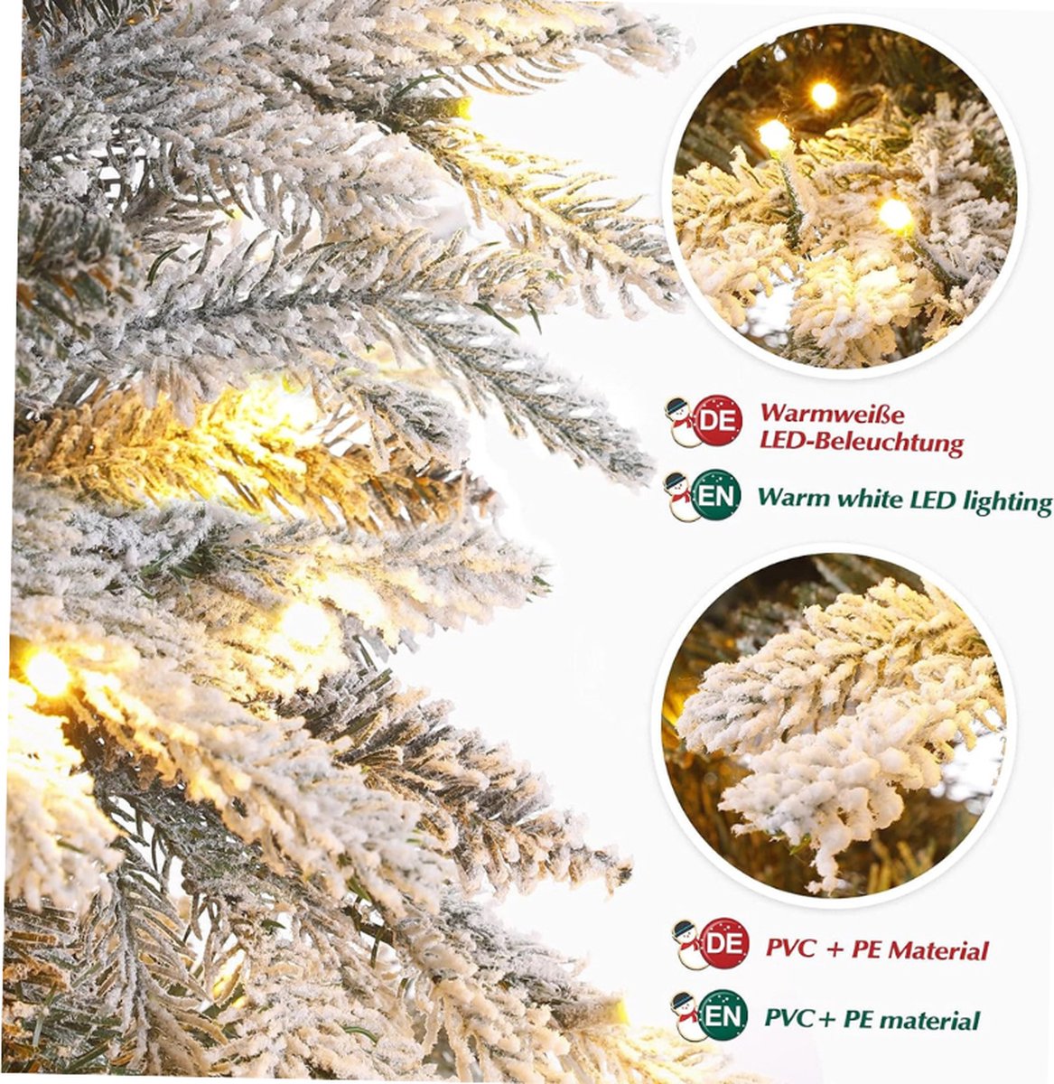Kunstkerstboom 180 cm LED Dennenboom PE PVC