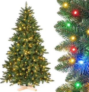 Kunstkerstboom 180 cm LED houten standaard