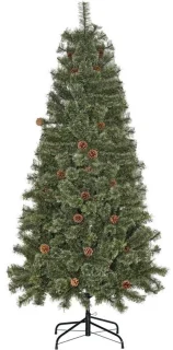 Kunstkerstboom 180 cm met dennenappels en metalen basis