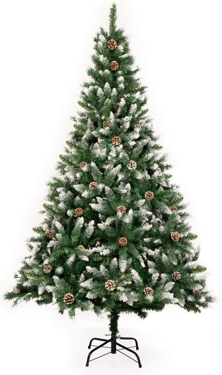 Kunstkerstboom 180 cm met dennenappels en standaard