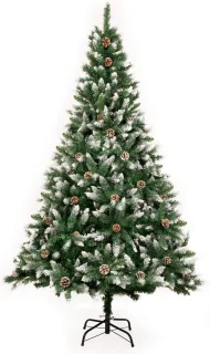 Kunstkerstboom 180 cm met dennenappels en standaard
