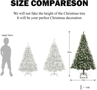 Kunstkerstboom 180 cm met dennenappels en standaard