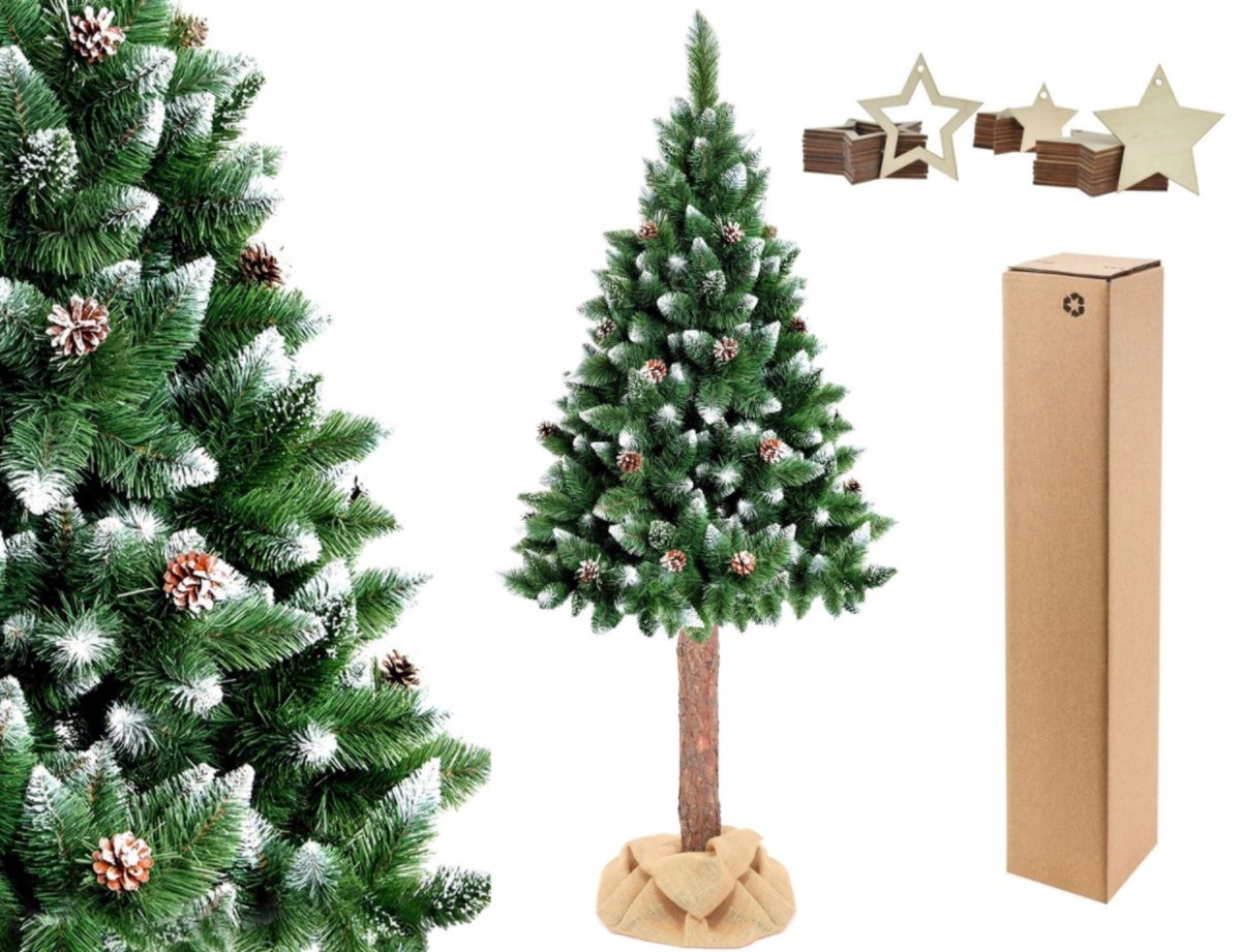 Kunstkerstboom 180 cm met houten stam