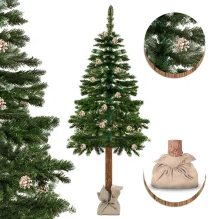 Kunstkerstboom 180 cm met houten stam groen