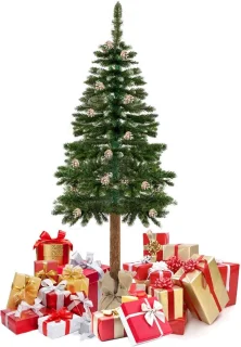Kunstkerstboom 180 cm met houten stam groen