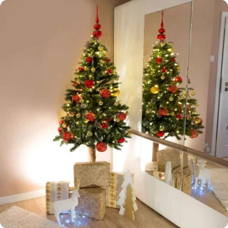 Kunstkerstboom 180 cm met houten stam groen