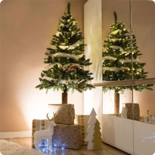 Kunstkerstboom 180 cm met houten stam groen