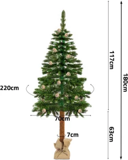 Kunstkerstboom 180 cm met houten stam groen