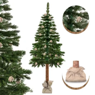 Kunstkerstboom 180 cm met houten stam groen