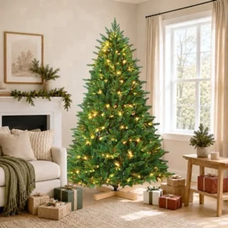 Kunstkerstboom 180 cm met houten standaard
