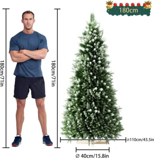 Kunstkerstboom 180 cm met houten standaard