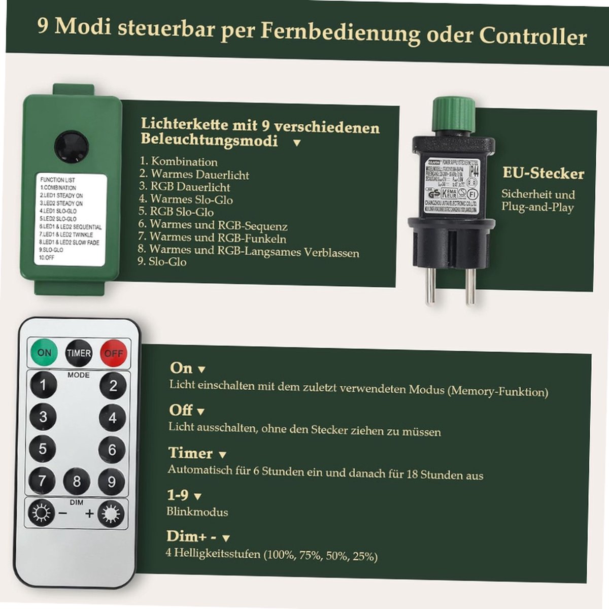 Kunstkerstboom 180 cm met LED verlichting en metalen standaard