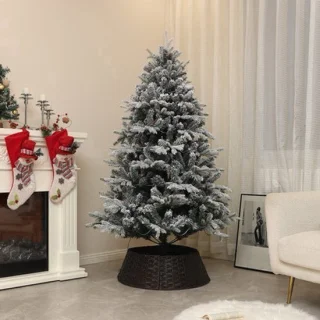 Kunstkerstboom 180 cm met nepsneeuw en metalen voet