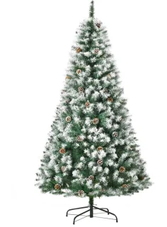 Kunstkerstboom 180 cm met sneeuw en dennenappels