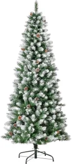 Kunstkerstboom 180 cm met sneeuw en dennenappels
