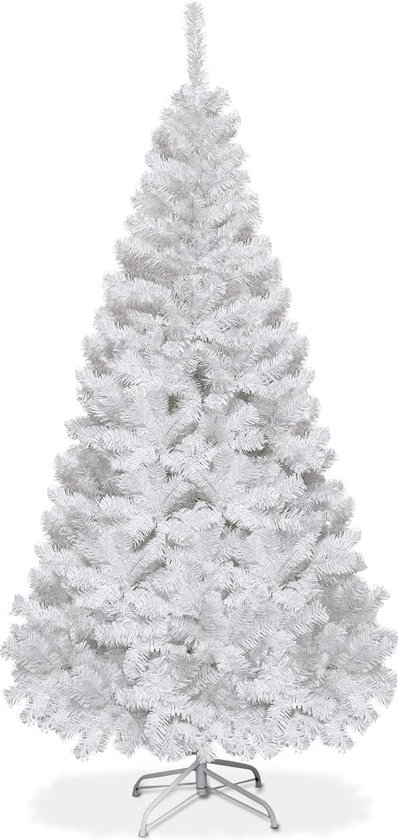Kunstkerstboom 180 cm met sneeuw en metalen standaard wit