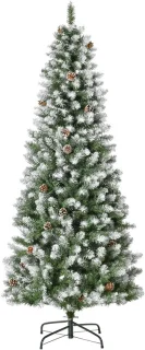 Kunstkerstboom 180 cm met sneeuwlaag en dennenappels